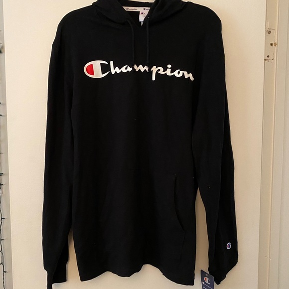 Black Champion Long Sleeve T-shirt Pullover Hoodie Men’s XL NEW NWT - Picture 6 of 8